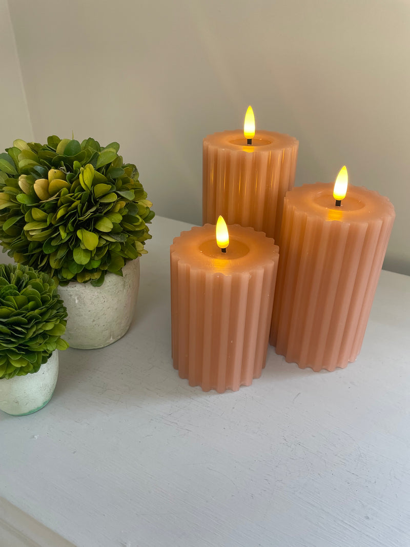 Soft terracotta Pink LED Candle 12.5cm