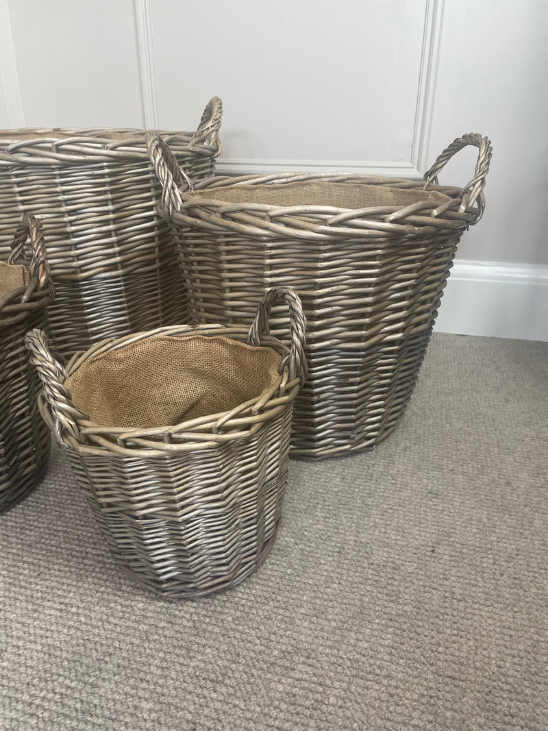 Extra large round woven lined basket