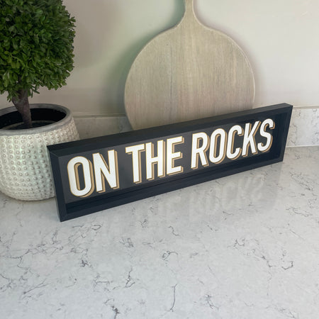 On The Rocks Black & Gold Hanging Wall Plaque 50cm