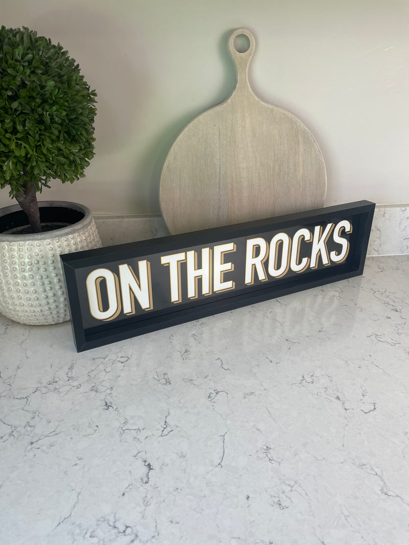 On The Rocks Black & Gold Hanging Wall Plaque 50cm
