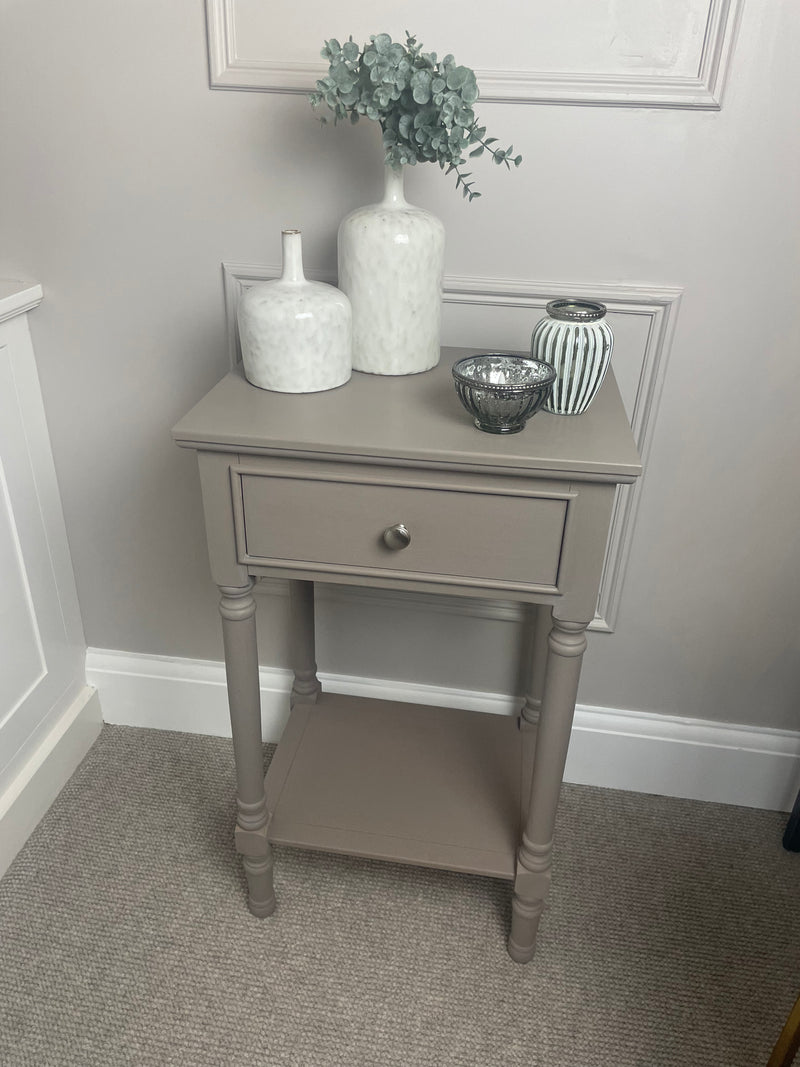 Taupe Side Table With Drawer