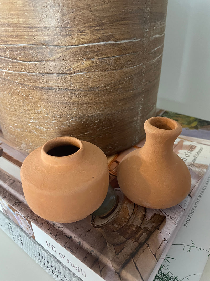 Camille textured ceramic brown vase