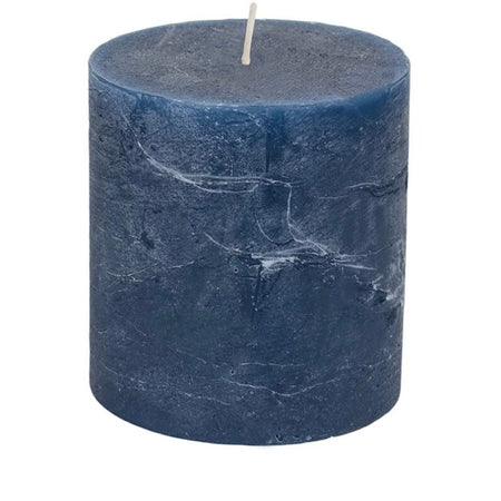 Rustic Inky Blue navy Pillar Candle Medium