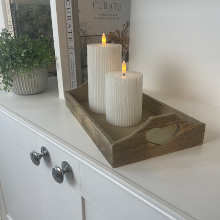 Wooden tray with heart cut out