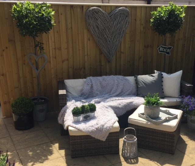 Large Grey Wash Wicker woven twig Heart