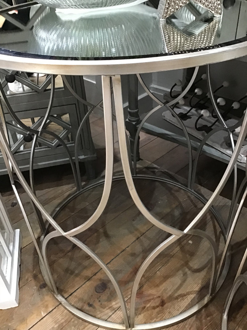Medium Silver lattice round side table