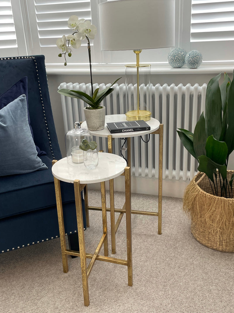 White Marble topped gold table