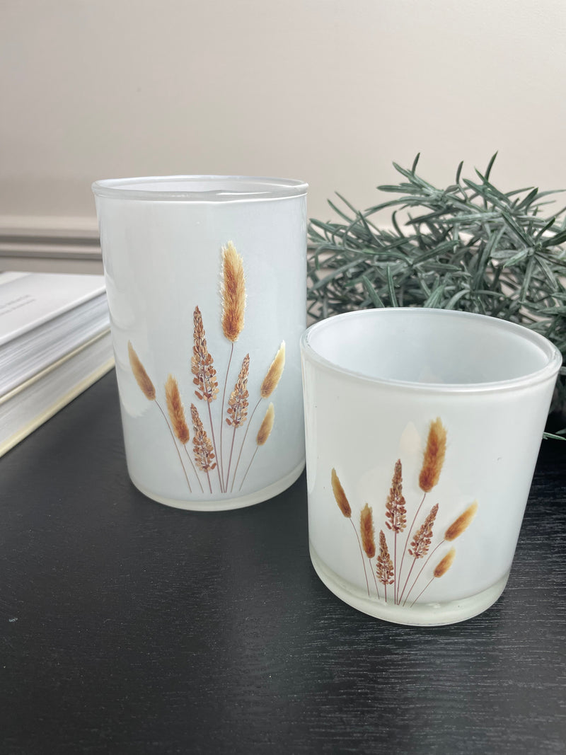 Small pampas grass candle holder
