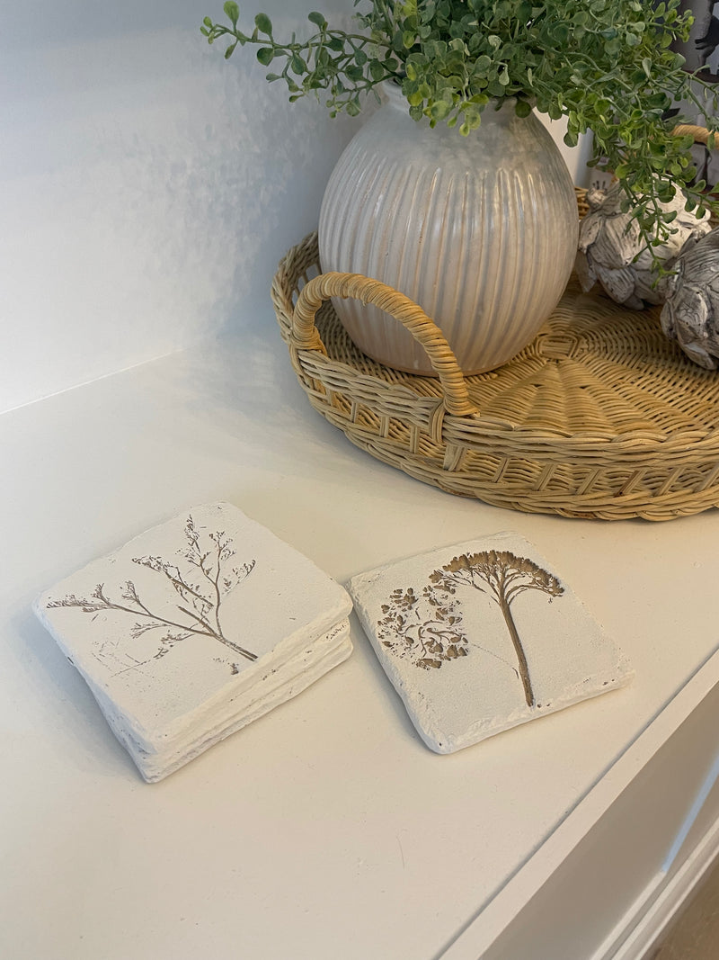 Set of 4 Flower Imprint Coaster