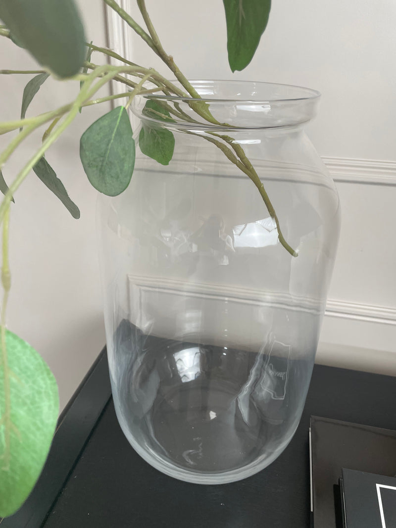 Tall chunky glass vase