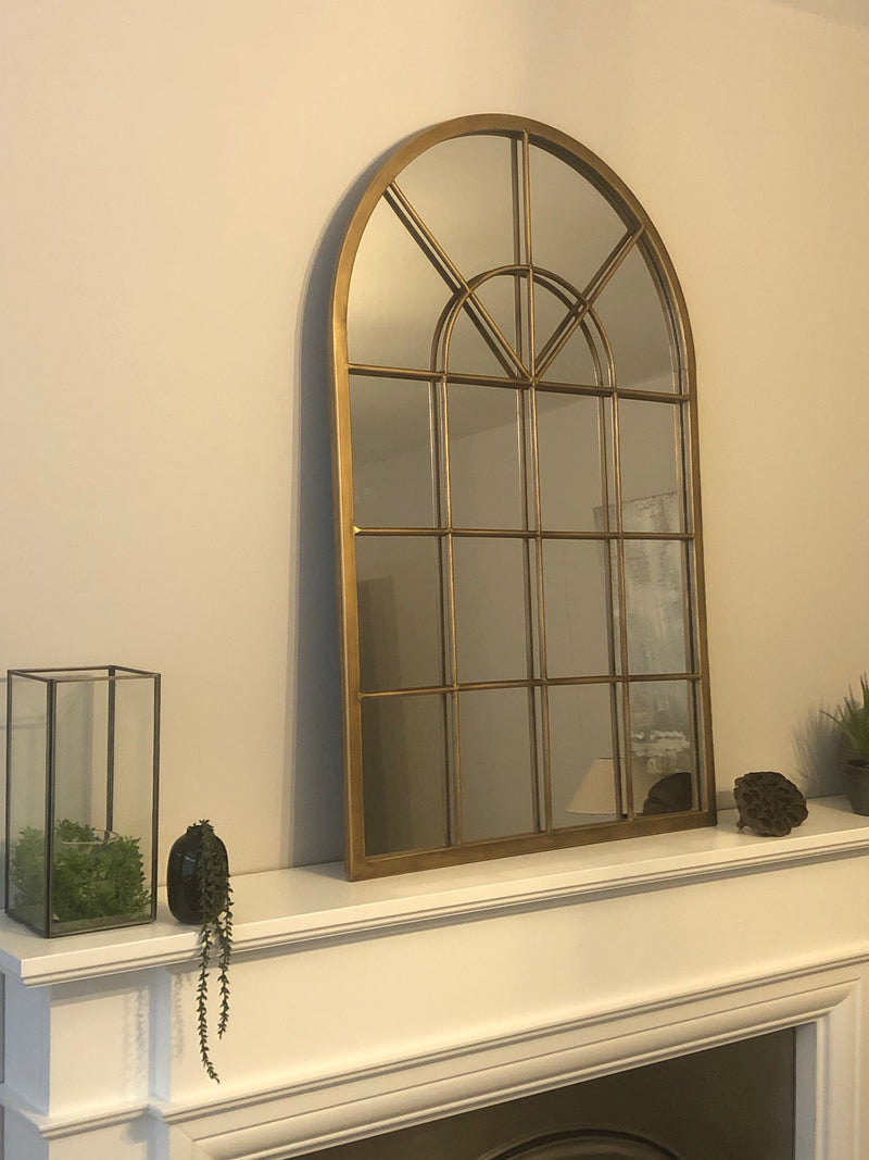 Gold arched window mirror 90cm by 60cm