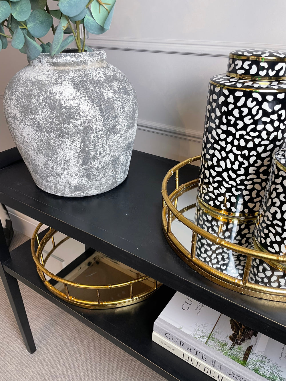 Large gold bamboo round tray Abode