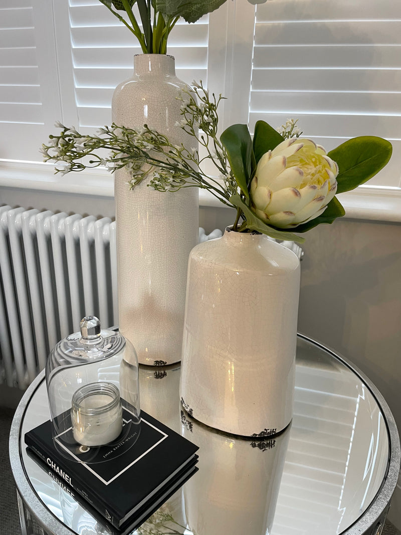 Garda Raine tall slim vase with crackle glaze