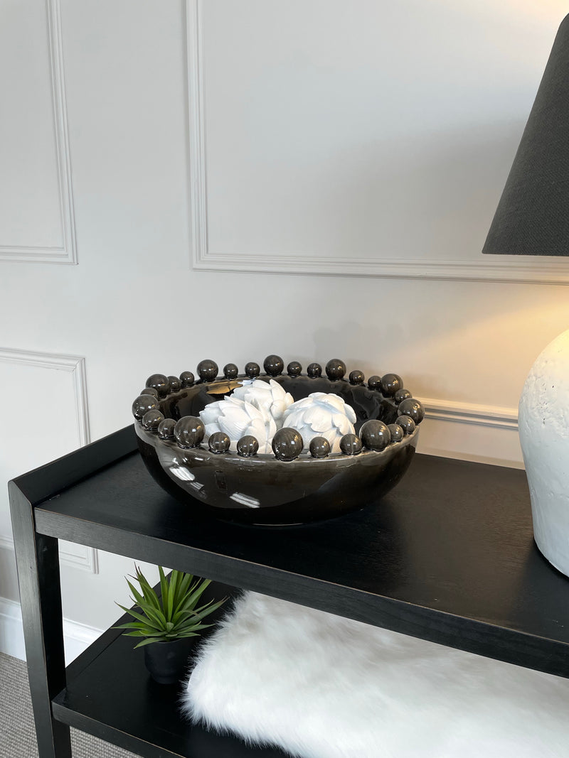 Black chunky ceramic bobble bowl