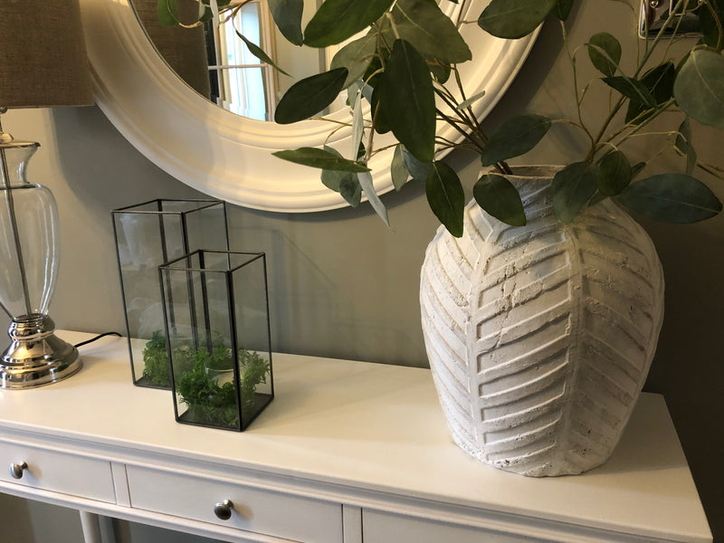 Bloomville large chevron stone rustic vase