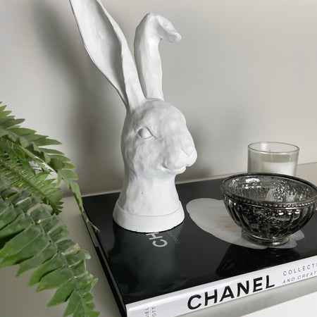 White Ear Flop Rabbit Head