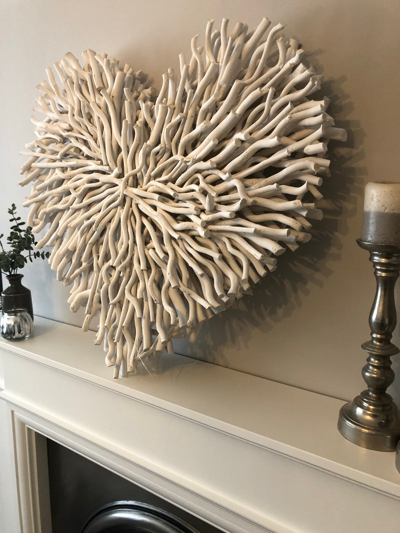 Huge white chunky twig heart