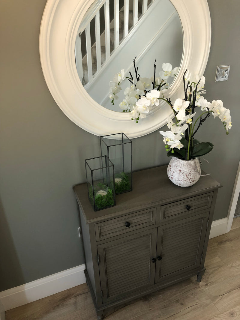 Taupe Louvre 2 door drawer cupboard sideboard