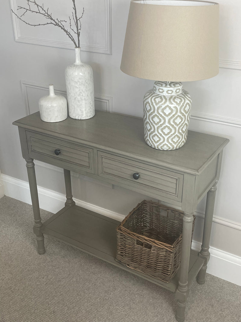 Taupe two drawer console