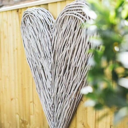 Large Grey Wash Wicker woven twig Heart