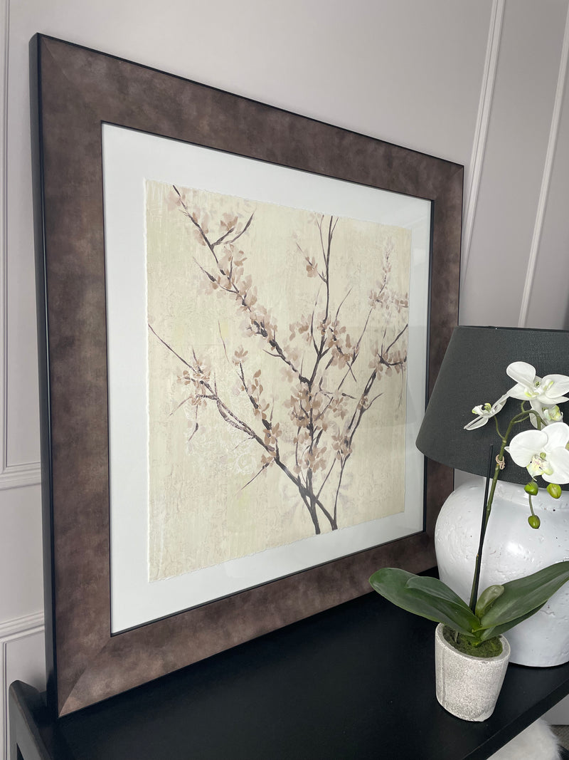Neutral Blossom framed art by Jennifer Goldberger