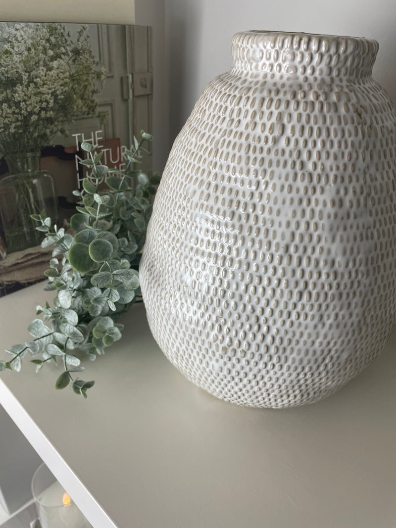 White woven textured vase