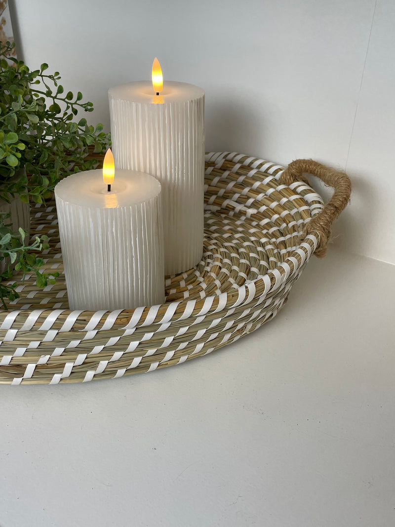 Woven oval Seagrass tray with handles