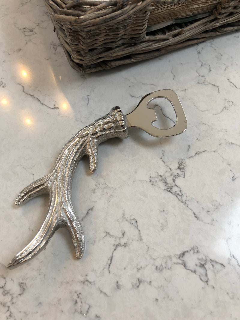 Silver metal antler bottle opener