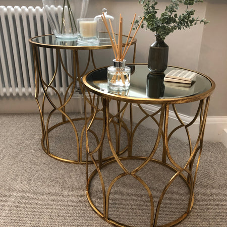 Large gold lattice side table