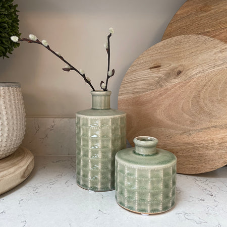 Sorrento pale green bottle vase, two sizes