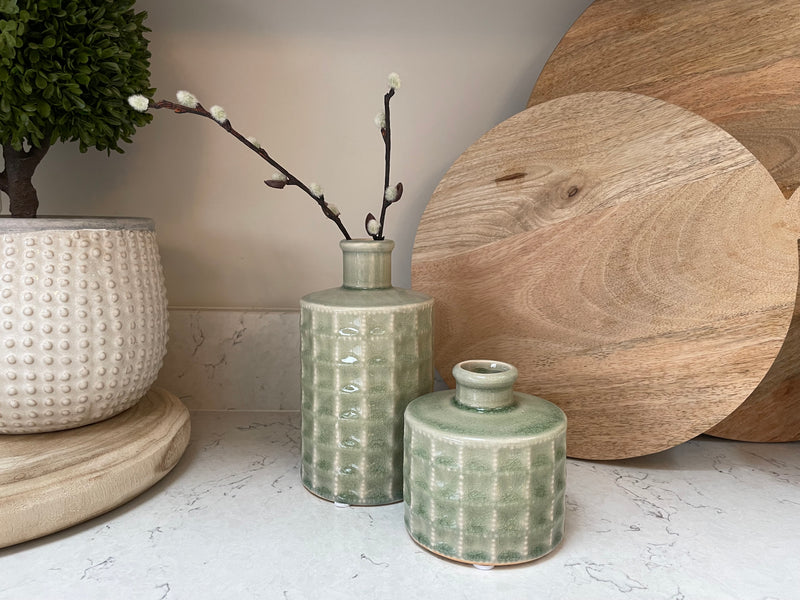 Sorrento pale green bottle vase, two sizes
