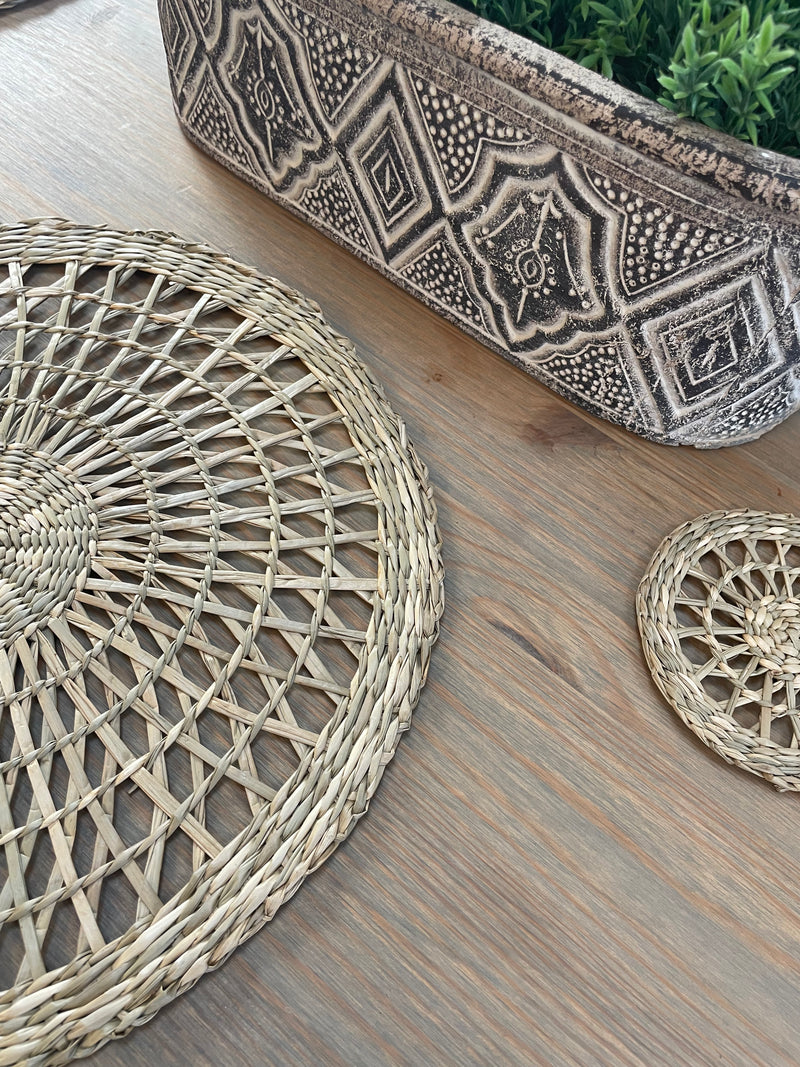 Seagrass Weave woven Round Placemats Set Of 4