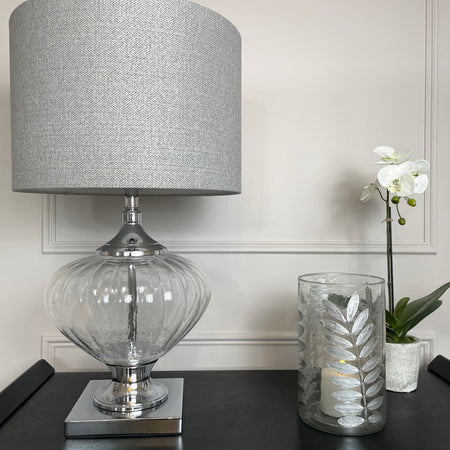 Bulbous Verona glass chunky lamp with shade