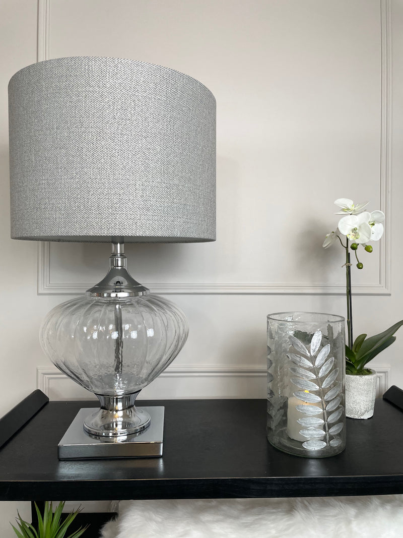 Bulbous Verona glass chunky lamp with shade