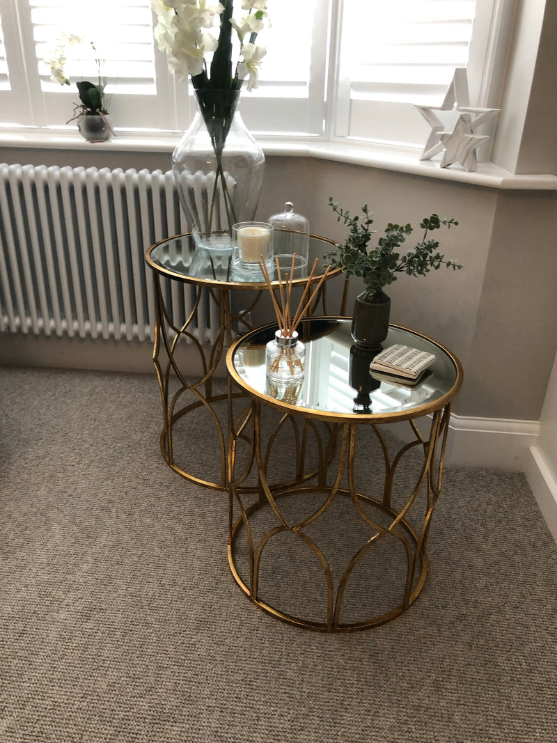 Large gold lattice side table