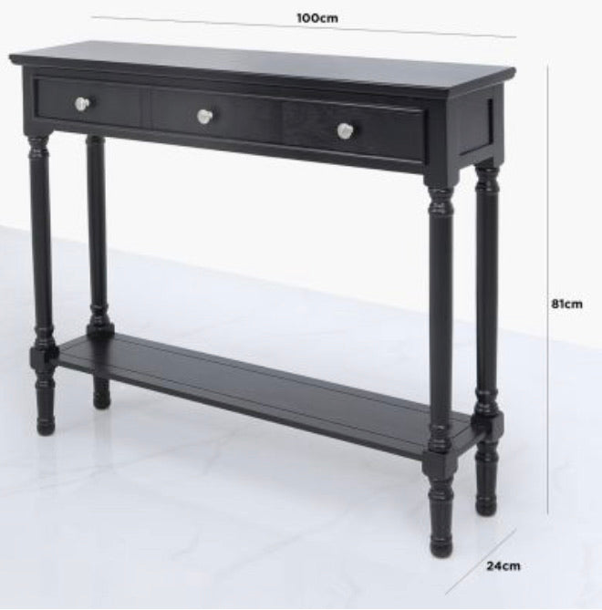 Black slim console table