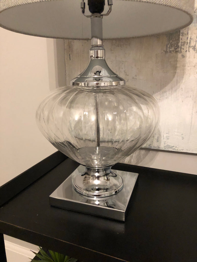 Bulbous Verona glass chunky lamp with shade