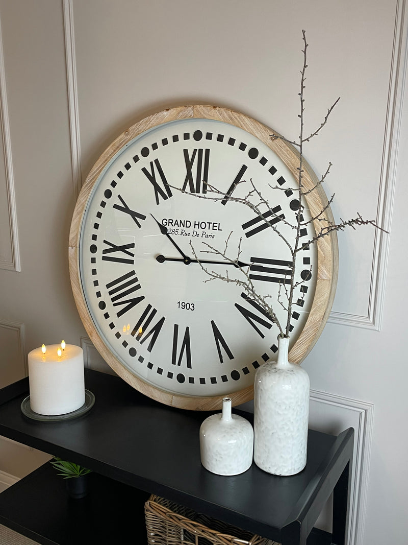 Grand hotel huge wooden clock