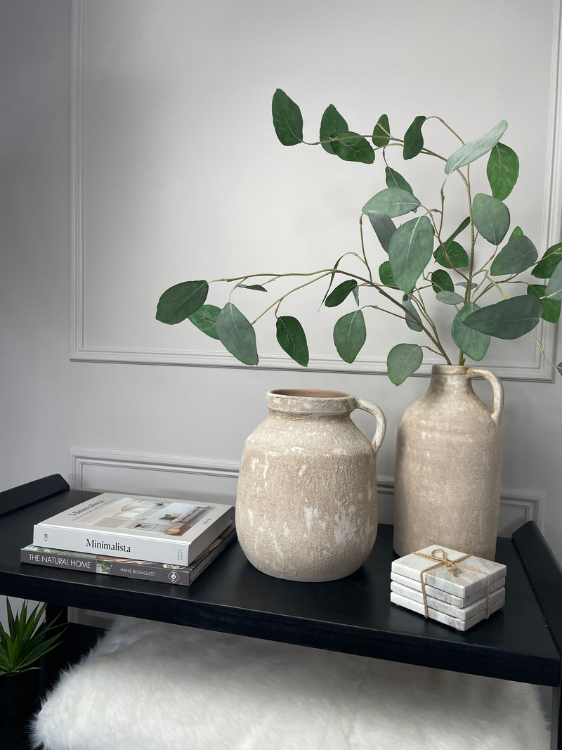 Square marble two tone neutral coasters