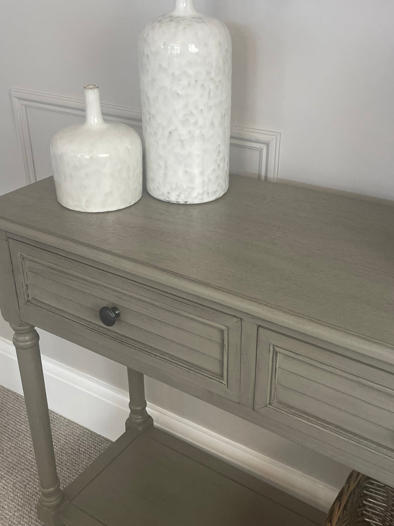 Taupe two drawer console