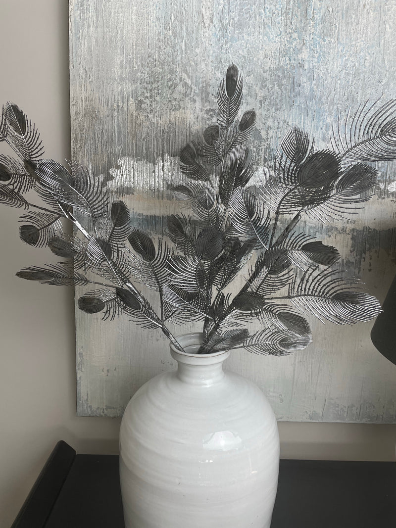 Parlane silver Peacock spray stem