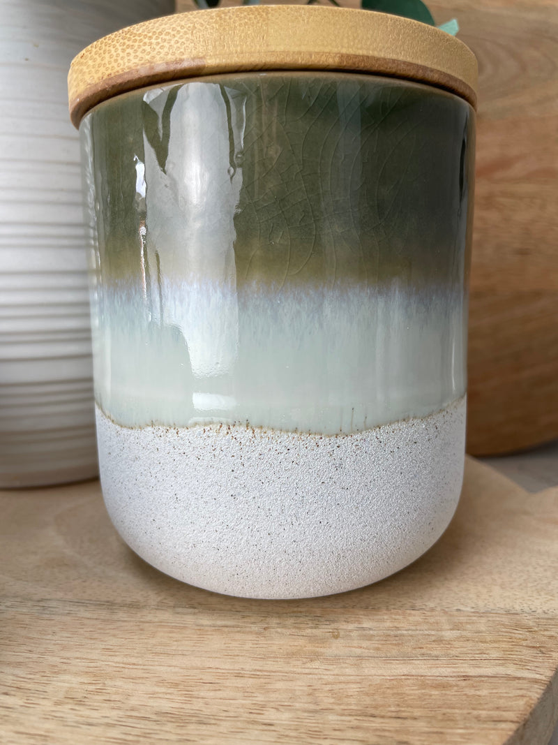 Mojave green lidded air tight lidded canister