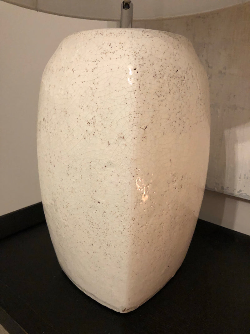 Oblong stone white lamp with shade