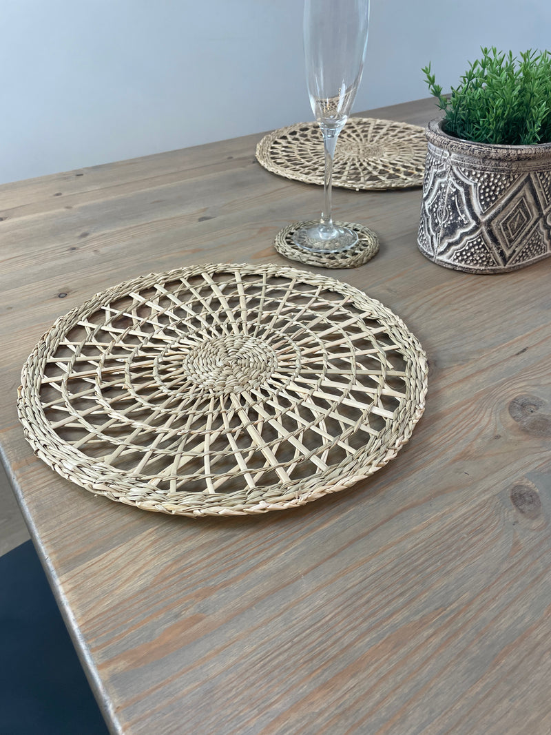 Seagrass Weave woven Round Placemats Set Of 4