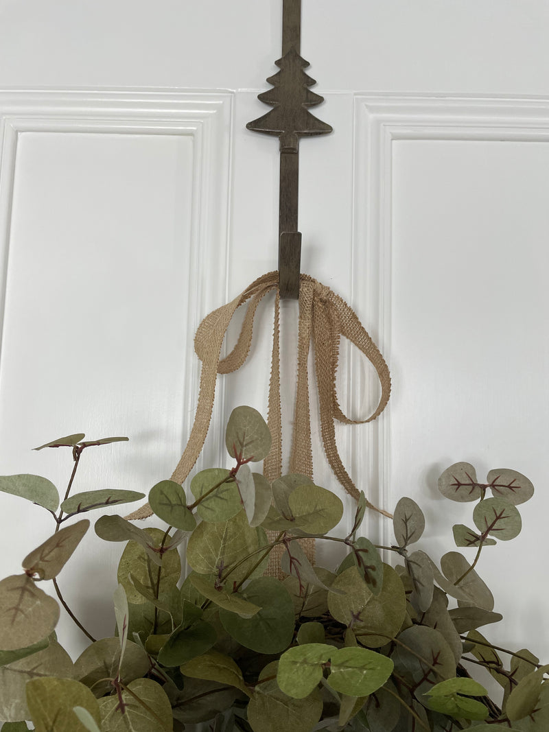 Iron Christmas tree stag reindeer star wreath door hanger hook 3 styles