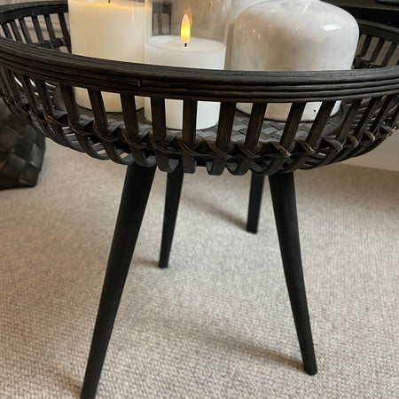 Large bamboo round side table