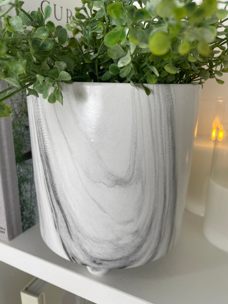 Large Chunky marble plant pot on feet