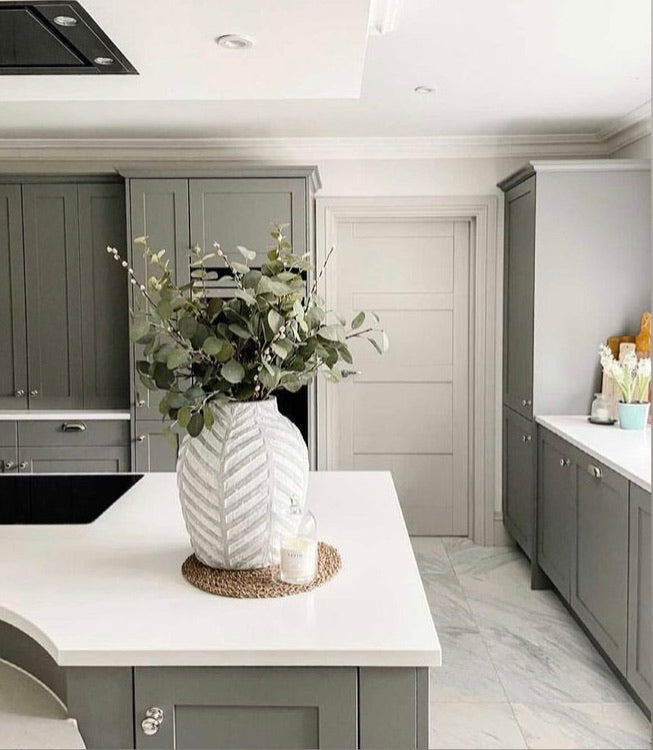 Bloomville large chevron stone rustic vase