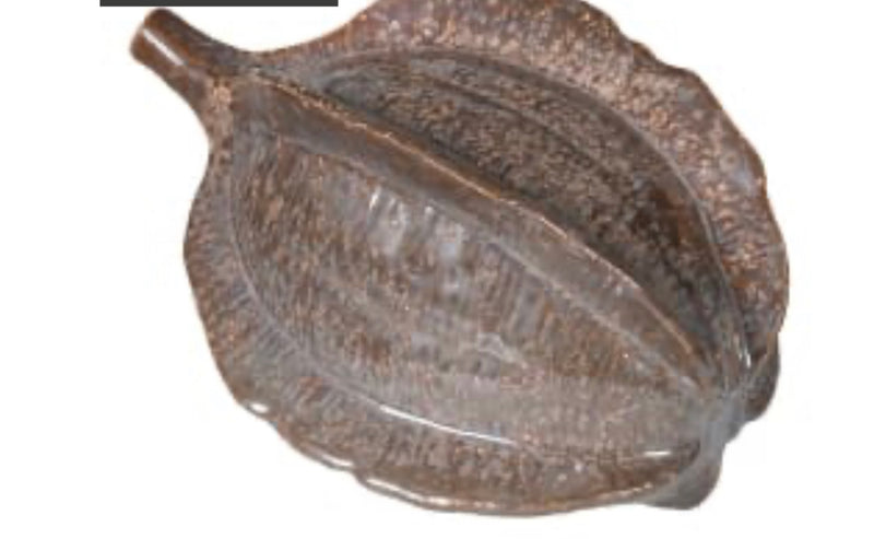 Brown large ceramic glazed coco pod