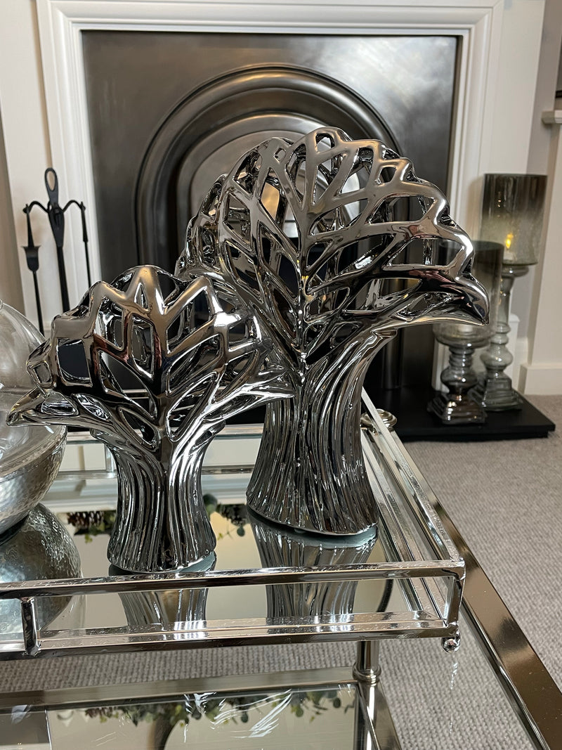 Tree of life shaped silver ornament